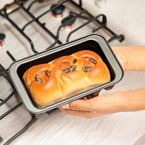 Image of 4-Piece Baking Tools Set Non-Stick Carbon Steel Round Cake Mould 20cm, Muffin Tray, Rectangular Bread Loaf Mould, Measuring Cups and Cookie Cutter Microwave OTG Oven Safe Bakeware Tools