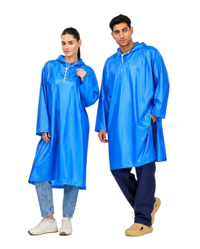 Image of ZEEL Unisex Outdoor Rain Poncho for Adult, Waterproof, Lightweight & Packable, Polyester Pullover Full Sleeves Hooded Rainwear, Poncho for Camping, Hiking, Travelling (EQRT101 AZ30, Free Size)