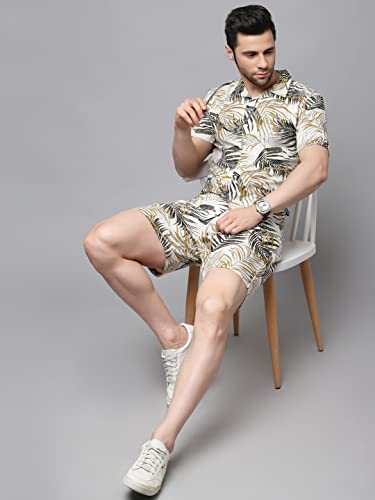 Image of Rigo Printed Co-Ord Set for Men's | Casual Shirt & Shorts Night Suit Set | Lounge-wear Nightdress Pajama Set for Men's | Night Wear, Beach Wear, Vacation Wear Outfit