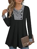 Timeson Long Sleeve Tunic Tops for Women,Turtleneck Fall Ladies Tops for Leggings Black Gray Women's