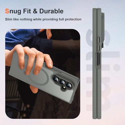 Image of ORETECH Magnetic for Samsung Galaxy Z Fold 7 Case, Translucent Back Non-Slip Hard PC Shockproof Bumper Protective Phone Case Cover for Samsung Z Fold 7 - Grey
