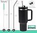 Teivio 8 Piece 5/16 inch (8mm) Wide Stainless Steel Straws for 40 oz Tumbler with Handle, 12 Inch Long Reusable Metal Drinking Straws, Replacement Straws with Silicone Tips & Cleaning Brush, Silver