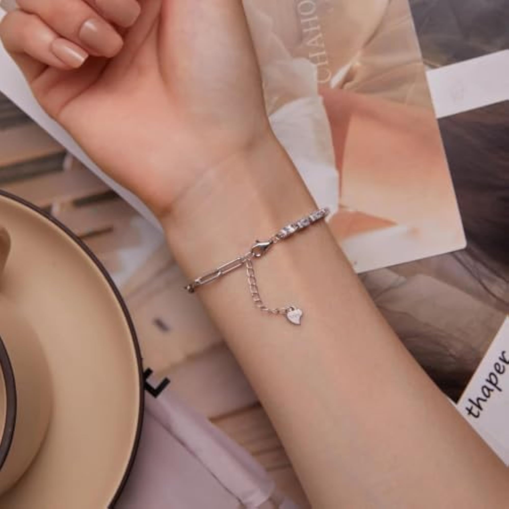 Women's 925 Sterling Silver Link Bracelet, Gift for Her
