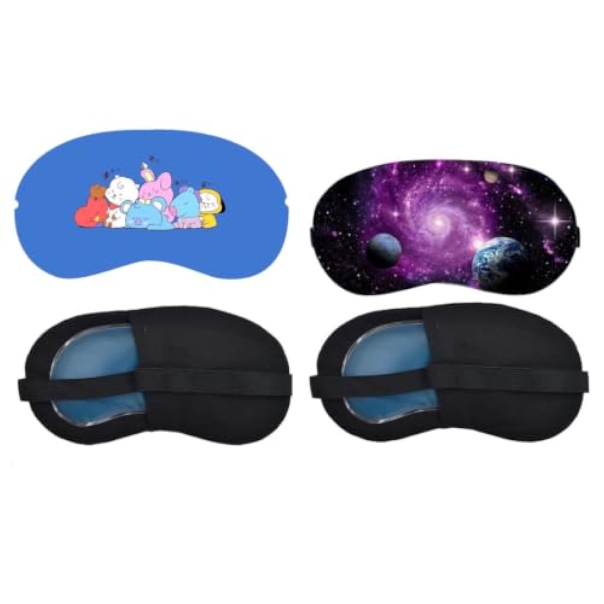 Kawaii Friends Purple Galaxy Planets Sleeping Mask Combo