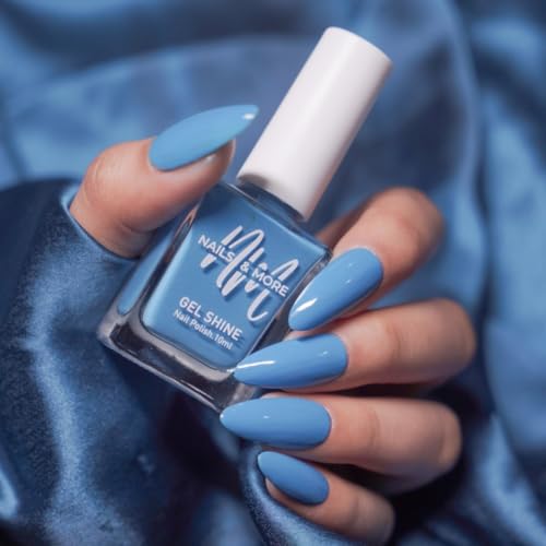 Image of Nails & More Ocean Blue Nail Polish, Argan Oil-Infused Gel Shine, Deep Blue Nails, Beachy Vibes | 10ml