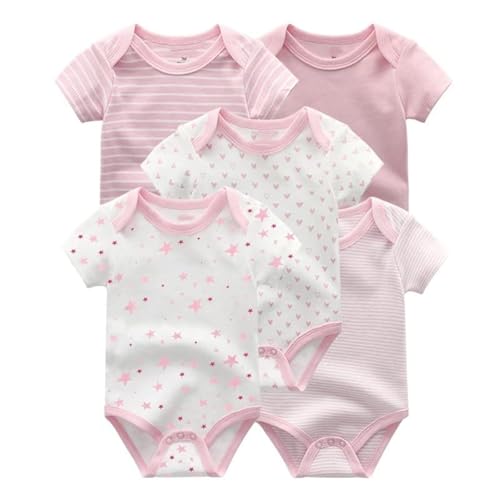 Chamie Newborn Baby Bodysuit 5-Pack Short Sleeve One-Piece Baby Clothes for Boys and Girls