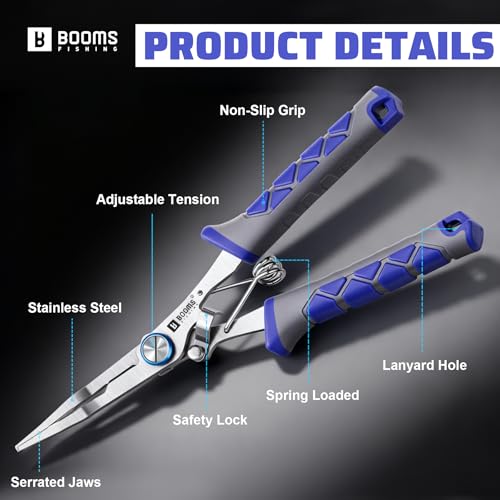 Booms Fishing Pliers Stainless Steel: 6.5" Split Ring Pliers - Braided Line Cutter & Scissors with Lanyard - Fish Hook Remover Tool for Saltwater and Freshwater - Fishing Tools for Angler, XW13 - image 4