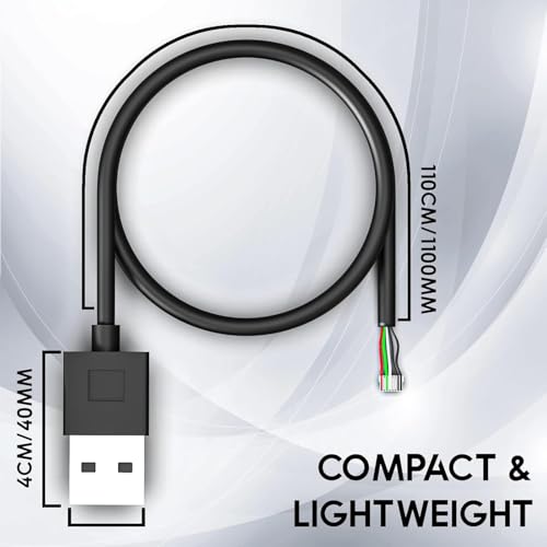 Image of USB 2.0 Cable for Morpho Safran MSO 1300 E /E2 /E3, Data Transfer Cables for Biometric Fingerprint Scanner, Durable USB A to Micro-B - Black