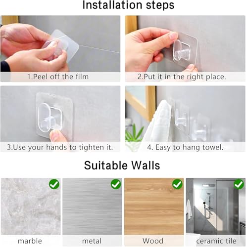 Image of ELMVIA Self Adhesive Hooks /Wall Hangings Hook /Waterproof Hooks for Wall Without Drilling Heavy Duty Bathroom Kitchen Towel Wall Hooks for Hanging Strong Coat (4, Nail Hook)