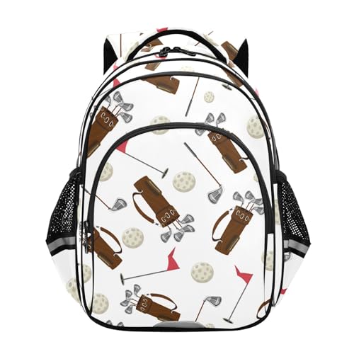 Golf Ball Stick and Flag Backpack for Kids Elementary School Bag Girls Boys Bookbag Travel Backpack Daypack