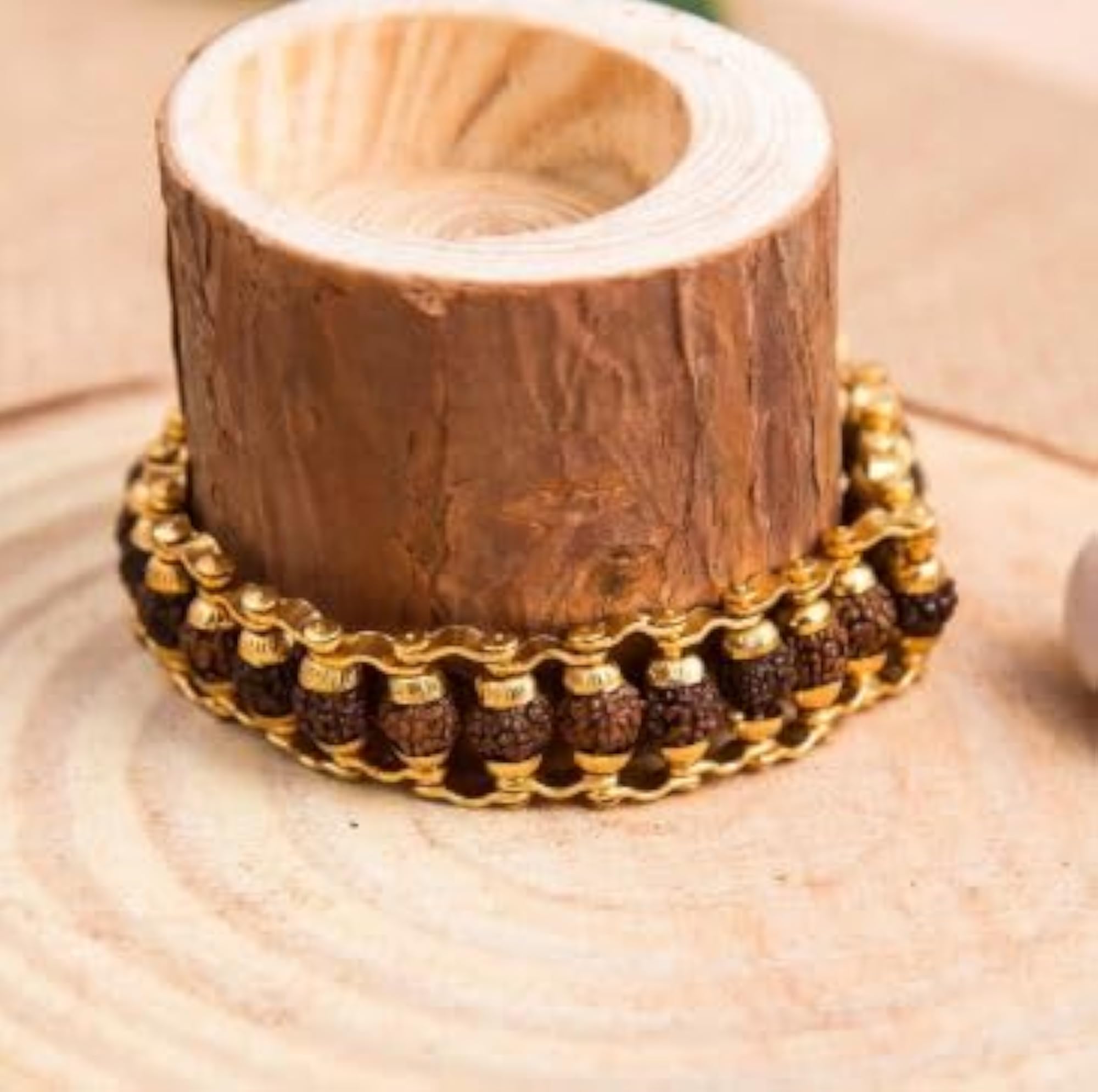 Gold Plated 5 Mukhi Modern Rudraksha Bracelet, Stylish Design