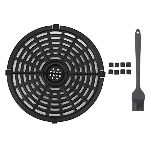 Placa Redonda No Adherente de Repuesto para Freidora con Pincel y Funda de Silicona, Accesorio de Cocina de Acero Inoxidable 304, para Barbacoa, Steak, Verduras, Pescado, Pizza, Papas Fritas (20 cm) miniatura 1