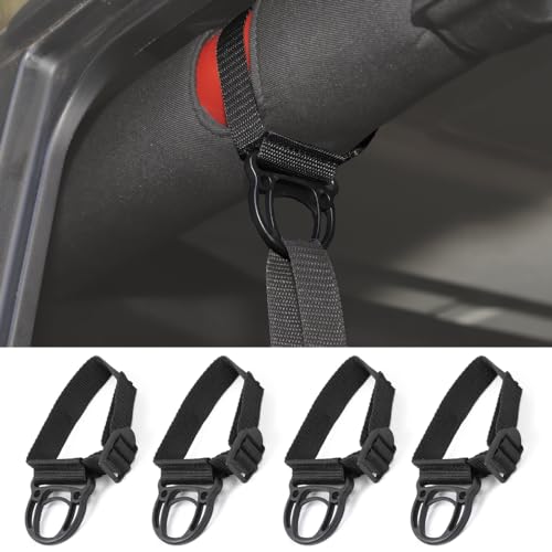 FSYHKJ Juego de 4 ganchos negros para Jeep Wrangler 1997 2024 Unlimited CJ YJ LJ TJ JK JKU JL JLU 4XE Gladiator JT accesorios de barra enrollable