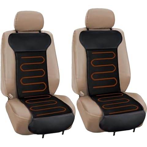 ZONETECH Car Travel Seat Cover Cushion 2-Pack Premium Quality Classic Black Comfortable Seat Cushion Cover