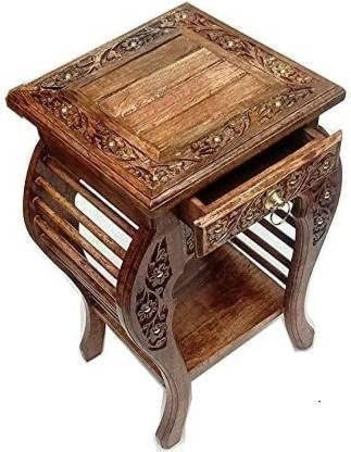 Bedside Table/Night Stand with Drawer/Corner Table/End Table Solid Wood Side Table (Finish Color – Brown, Pre-Assembled) Size: 30 x 53 cm