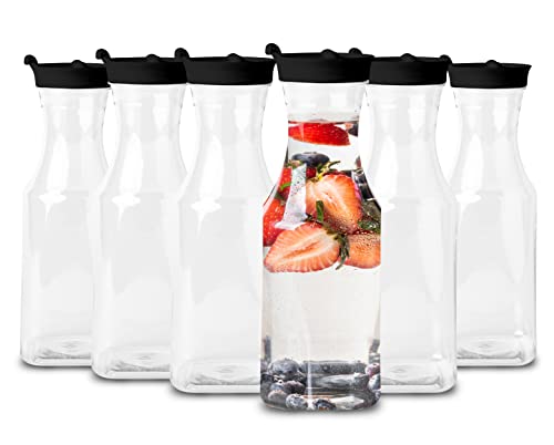 Party Bargains Wasserkaraffe mit Klappdeckel, Schwarz, Premium-Qualität und strapazierfähig, quadratische Basiskaraffe mit Deckel, ideal für Milch, Wasser, Eistee, Saft, Kaltbrüh, Mimosa-Riegel Cover