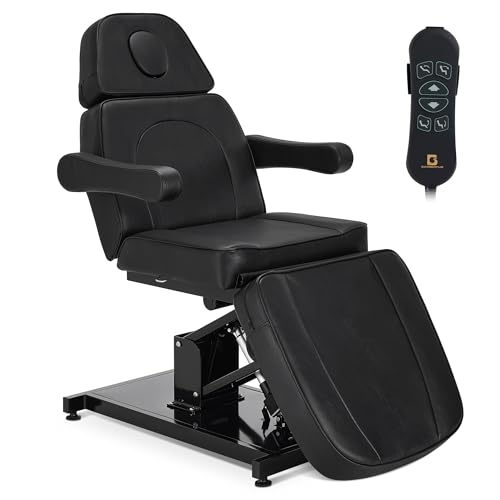 BarberPub Electric Facial Bed, 3-Motor Adjustable Fully Adjustable Esthetician Chair, Tattoo Chair with Thick Cushion, Professional Tattoo Spa Equipment, 2782 (Black)