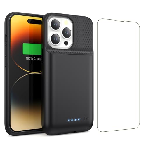 Yacikos Battery Case for iPhone 13/13Pro/14,7500mah Ultra-Slim Protective Charging Case, Portable Rechargeable Expandable Battery Charger Cover Compatible with iPhone 13/13Pro/14 (6.1 Inch)-Black