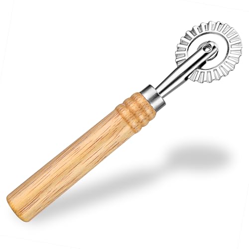 JJUNW Pasta Cutter Wheel, Ravioli Cutter Wheel with Roller, Dumpling Lace Making Dough Noodle Ravioli Pizza Making Cutters Multi-Purpose Kitchen Tool