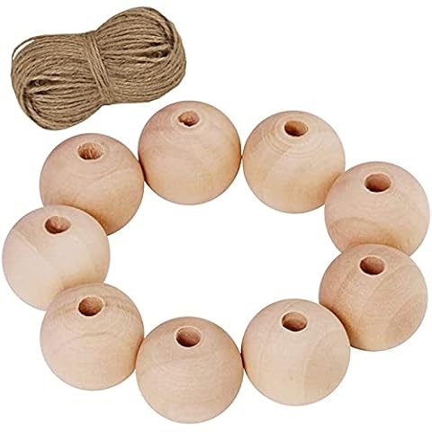 120 Pcs Unfinished Natural Solid Round Wood Spacer Beads Round Ball 1 inch Diameter Wooden Loose Beads Balls for DIY Art & Craft Project and Jewelry Making (120) Cover