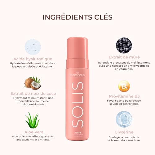 COCOSOLIS SOLIS Instant Weekend Tan Lotion autobronzante visage et corps, mousse à effet immédiat et lavable pour un bronzage riche, naturel et longue durée, au DHA végétal (200 ml) – Image 5