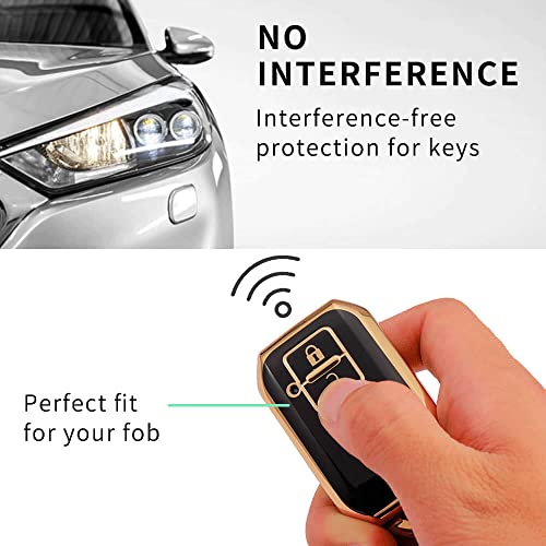 Image of Keycare TPU Key Cover Compatible for: Victoris, Glanza, Urban Cruiser Hyryder Smart Key (Gold Black)