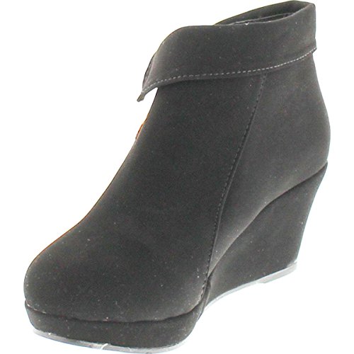Lucky Top BESTON Stella-6K Girls Platform Wedge Fold Over Ankle Boots Booties2