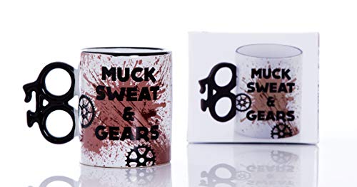 Boxer Gifts Funny Cycling Gift Mug – Muck Sweat & Gears – Novelty Bike Gifts For Men Cyclists – Mountain Biking Presents