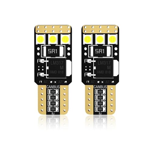 Sirius – Ampoules LED W5W – Compatibles 100% sur toutes les voitures/motos - Super Can-bus 12V 6 led 3030 - Blanc 6000K - avec ces ampoules, plus...