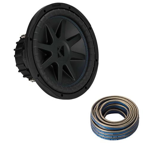 Kicker 50CVX124 CompVX 12-Inch Subwoofer, Dual 4-Ohm & 46QW1220 12AWG 20ft Speaker Wire