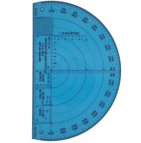 MTT PL - Australian Army Protractor, Semi Circular, RAA, Mils. NSN 6675-66-108-4268 for Angle Measurements and map Plotting for Outdoor Navigation, Hiking, Orienteering and Survival..