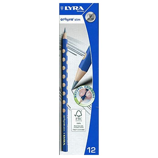Lyra - L1760100 Groove Slim Graphitstifte, hochwertig, Graphit, ergonomischer Griff, ideal für Kinder und Erwachsene, Klasse HB, Mine: 2,8 mm (12 Bleistifte im Lieferumfang enthalten)