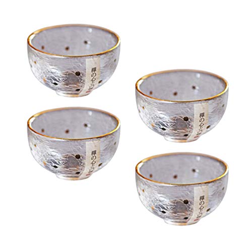 Hemoton 4pcs Japanese Sake Cups Japanese Cold Sake Glasses Sake Serving Glass with Gold Edge Japanese Cups Wine Cup Bowl
