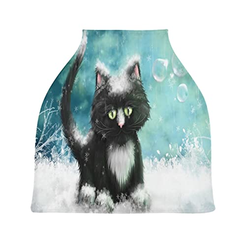 かわいい猫ベビーカーシートカバーキャノピー伸縮性看護カバー幼児用母乳の男の子の女の子のための通気性防風冬のスカーフ