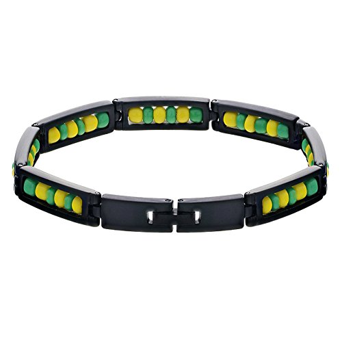 In Season Jewelry Pulsera de eslabones de acero inoxidable negro Ilde de...