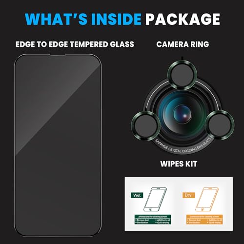 Image of FIRST MART Green Camera Ring Guard Protector for iPhone 14 & iPhone 13 | Tempered Glass with Metal Alloy Rings, HD Clear, Scratch Resistant, Case-Friendly | Pack of 1