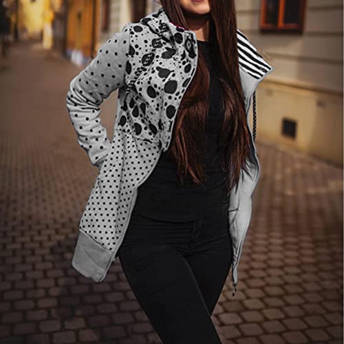 Briskorry Dames licht bedrukt jack sweatshirtjas met ritssluiting stijlvol jack met capuchon hoodie pullover casual capuchontrui met koord casual sweatshirt - Image 3