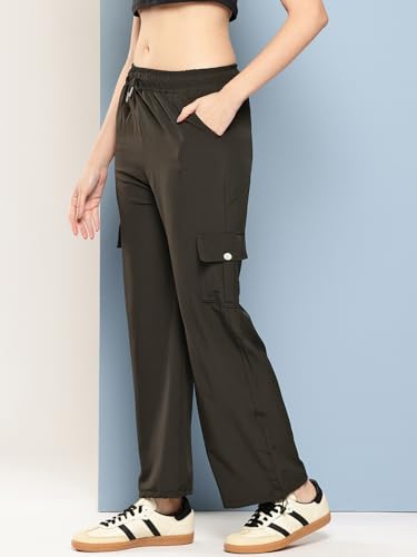 Image of Aarika Womens Casual Wear Black Colour Solid Crep Cargo Pant
