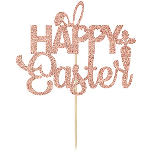 Happy Easter Cake Topper, Acrylic Rabbit Ear Cake Topper Bunny Cake Topper For Easter Party #TOP2