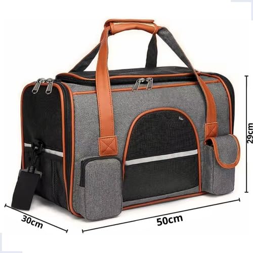 Bolsa De Transporte Viagem Avião Aérea Pet Luxo Em Couro 50x30x29 Para Cães Gatos