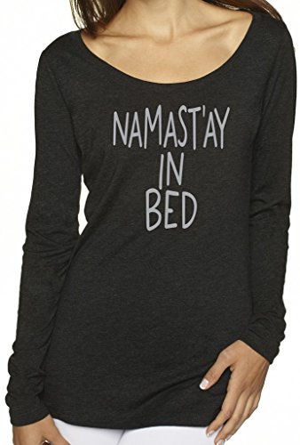 Ladies Namast'ay in Bed Long Sleeve Tee, Medium Vintage Black