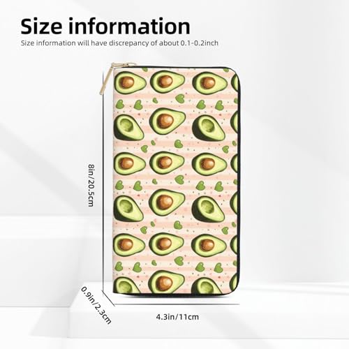 Wallet Women - Avocado Green Heart Print Leather Wallet Large Capacity Bifold Long Ladies Wallets With Zipper2