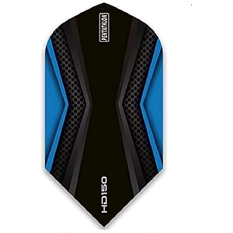 US Darts 3 Sets (9 Flights) Pentathlon HD150 Blue/Black Slim Dart Flights - 150 Micron - Super Tough Cover