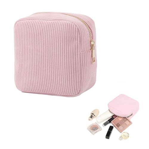 HAOXYO Neceser de Viaje Mujer, Neceser Maquillaje Organizador, Pequeño Bolsa de Regalo de Cumpleaños, Regalos de Boda para Mamá, Hermana, Amigos (Rosa)
