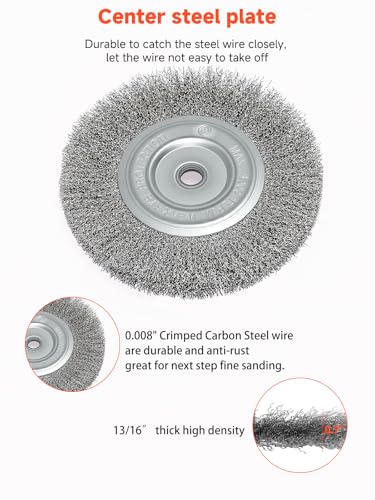 Image of Wire Wheel Brush 6in Fine Crimped Steel 0.008 inch for Bench Grinder,1p