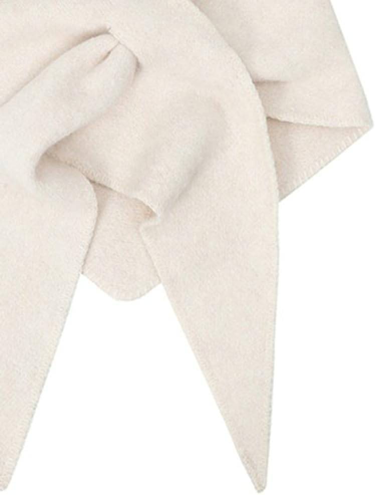 Knitted Pashmina Triangular Scarf Fall Winter Woman’s Solid Color Wool Shawl Wrap Knotted Sweater Cardigan With Hole - Image 3