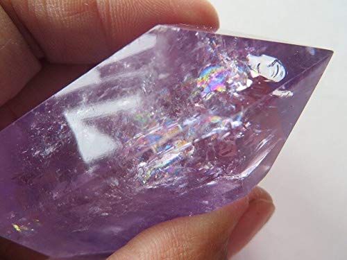 Cristal Natural Amatista en Bruto Punto de Cristal de Cuarzo Transparente Natural con Grandes arcoíris 99g xiaguolingsm