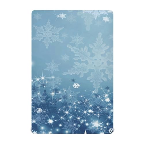 Moudou Blue Christmas Snowflake Playard Sheet for Boy Girls, Soft Breathable Fitted Toddler Sheet for Standard Playard Bed Mattress, 39 x 27 x 5 Inch