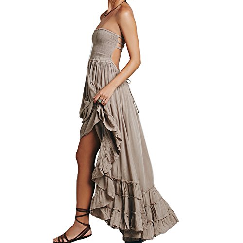 VERGOODR Women's Cotton Sexy Sleeveless Boho Beach Backless Long Bohemian Dress2