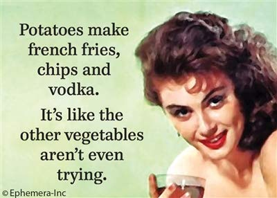 La pomme de terre s'invite avec humour sur votre t-shirt frites et vodka